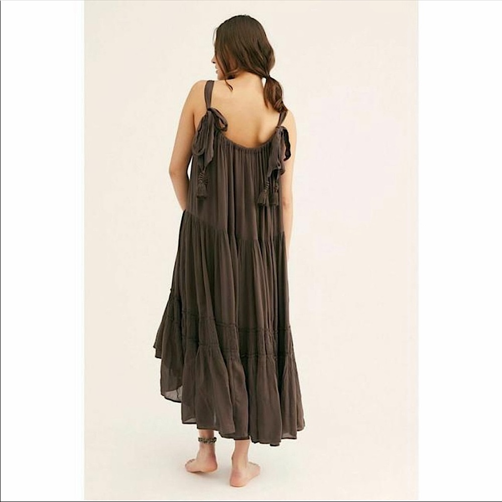 Free People Endless Summer Bare it All Maxi Dress in Chocolate Brown Size Small
